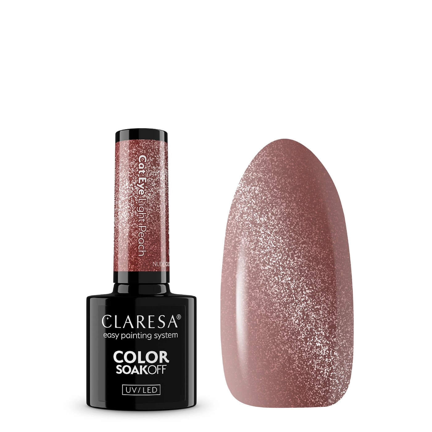 Claresa Nails lakier hybrydowy NUDE GLOW CAT EYE LIGHT PEACH 5G