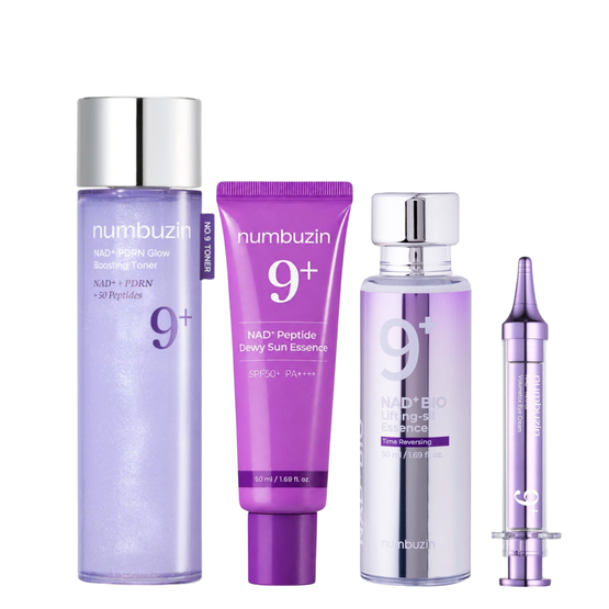Numbuzin Zestaw No.9 NAD+ Set: Toner + Liftingująca esencja + Krem pod oczy + Esencja SPF50+