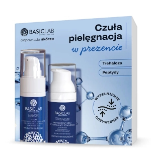BasicLab Zestaw prezentowy WYPEŁNIENIE I ODŻYWIENIE Trehaloza + Peptydy (Serum z trehalozą 10% i 5% peptydem + Trehalozowy krem przywracający równowagę bogata konsystencja)