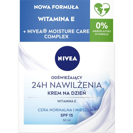 Nivea 24H Nawilżenia odświeżający krem na dzień SPF15 cera normalna i mieszana 50ml