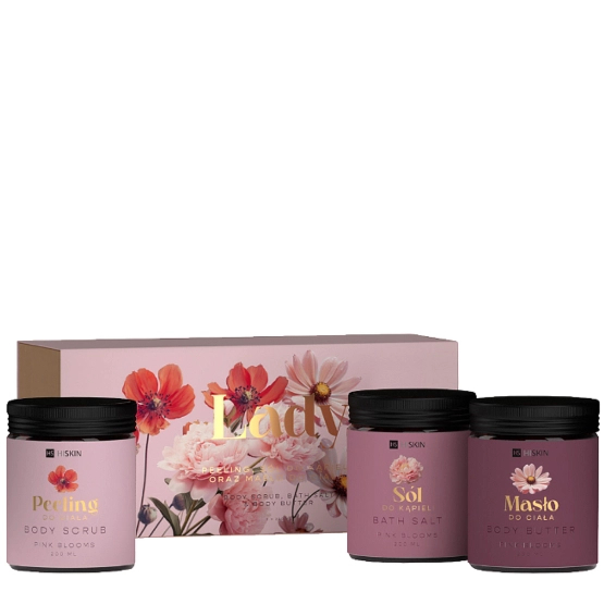 HISKIN Zestaw Lady Peonia: peeling do ciała, sól do kąpieli i masło do ciała Peonia & róża