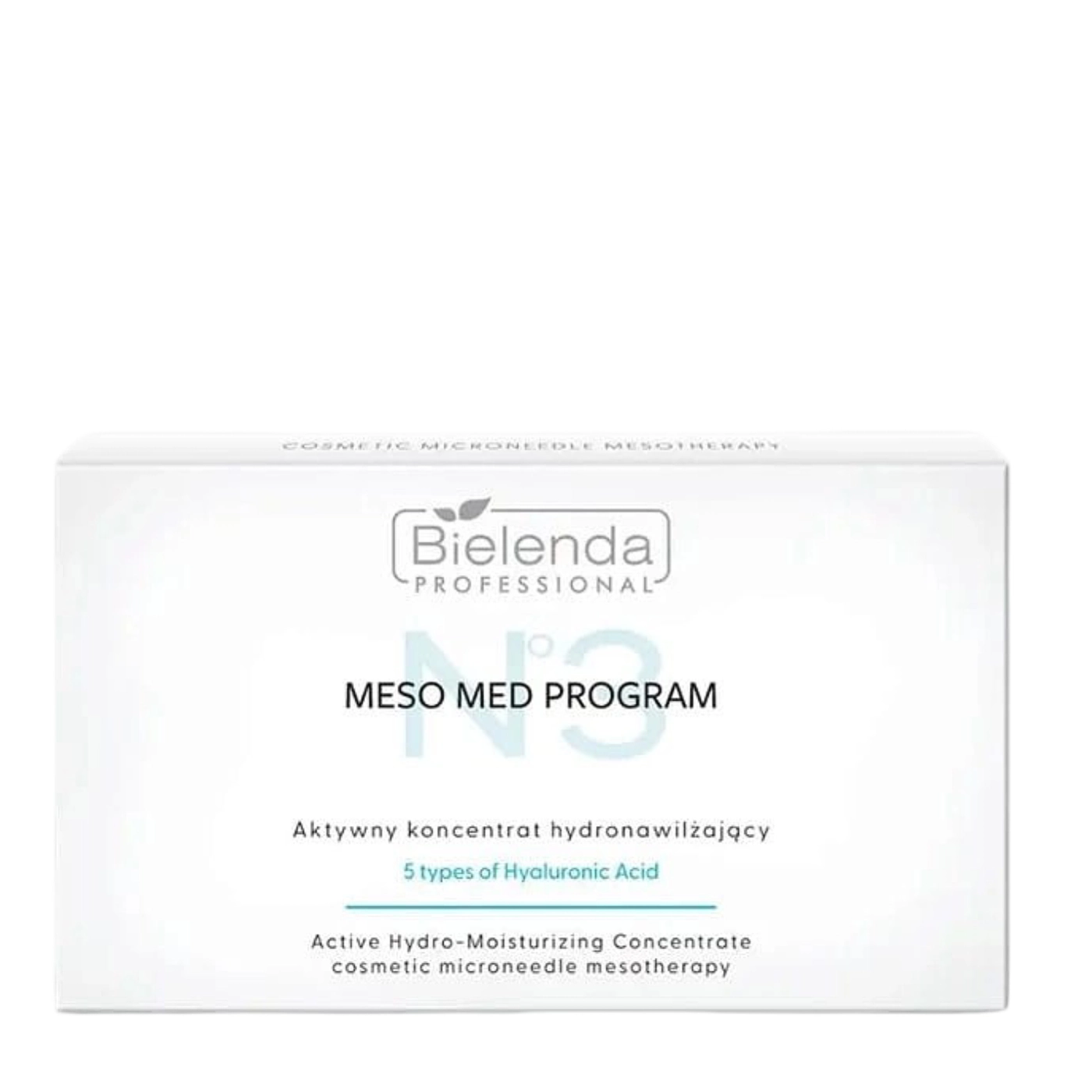 Bielenda Professional Meso Med Program Zestaw dostępnych koncentratów hydronawilżających z 5 formami kwasu hialuronowego 10x3 ml