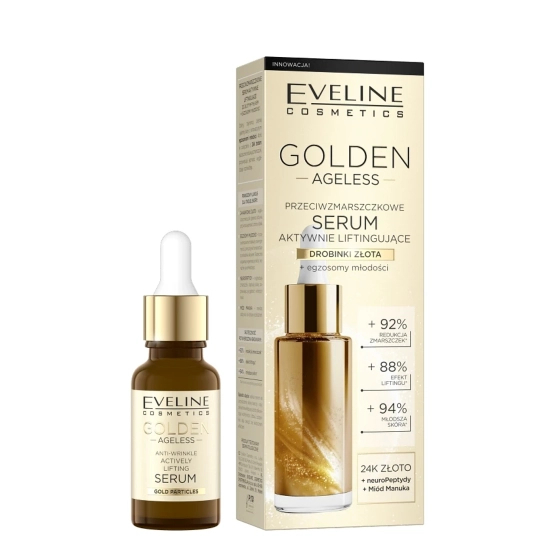Eveline Cosmetics Golden Ageless Przeciwzmarszczkowe serum aktywnie liftingujące z drobinkami złota 18 ml