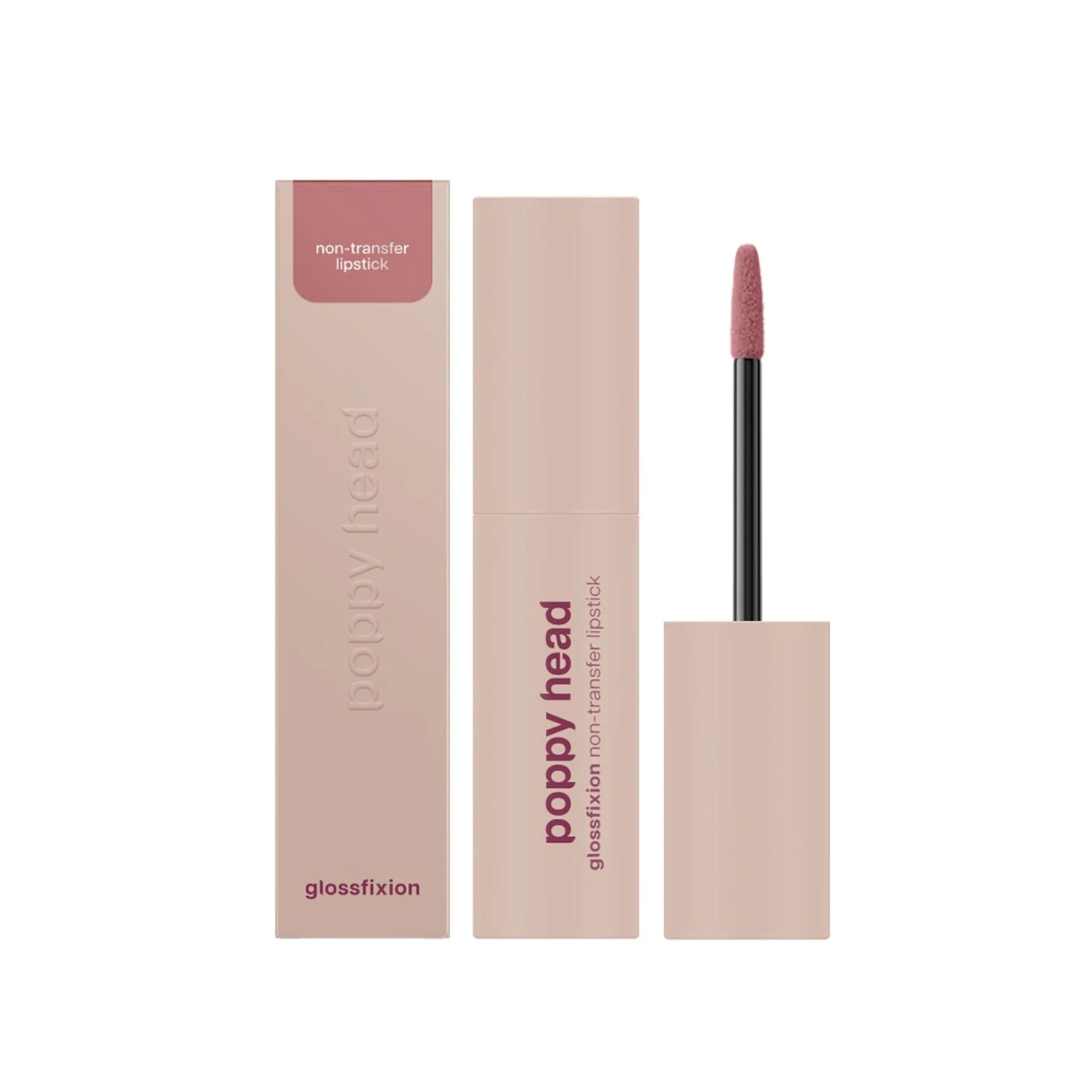 POPPY HEAD Non Transfer Lipstick Glossfixion - Zastygająca płynna pomadka do ust o winylowym zakończeniu 02 Rosit