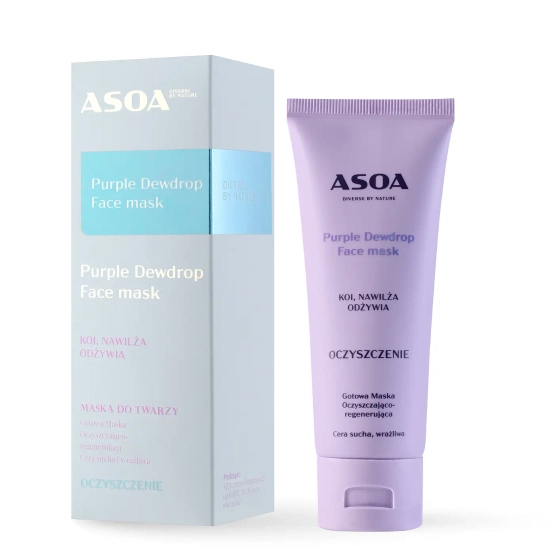 asoa Purple Dewdrop Face Mask - Fioletowa maseczka do cery suchej i wrażliwej 75ml