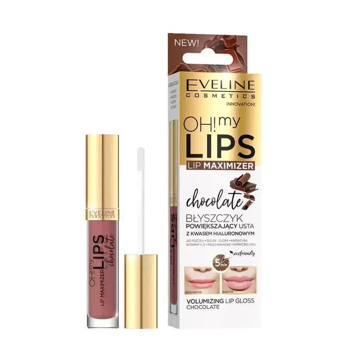 Eveline Cosmetics Oh! My Lips Lip Maximizer Błyszczyk powiększający usta z kwasem hialuronowym o zapachu czekoladowym