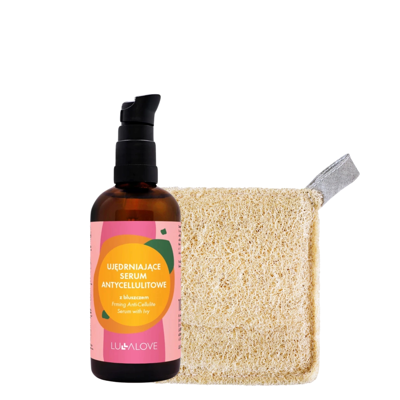 Lullalove Zestaw antycellulitowy: gąbeczka bye bye cellulite + serum antycellulitowe z bluszczem