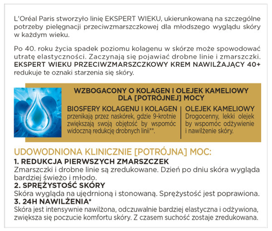 L'Oreal Paris Ekspert Wieku 40+ przeciwzmarszczkowy krem nawilżający na noc 50ml