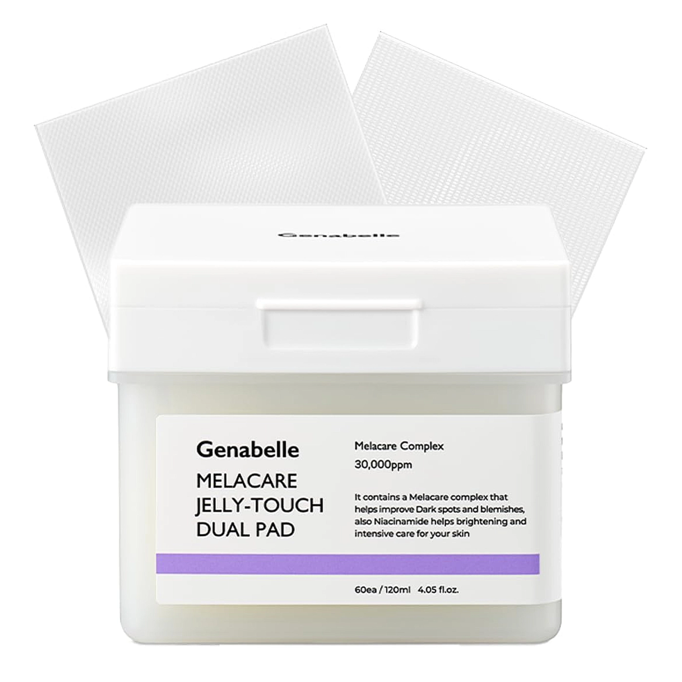 Genabelle Melacare Jelly-Touch Dual Pad - rozjaśniająco-nawilżające płatki do twarzy na przebarwienia 60szt.