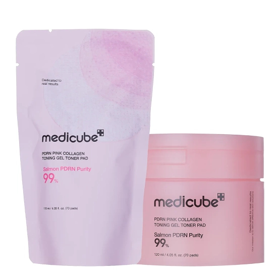 Medicube PDRN Pink Collagen Toning Gel Toner Pad - Żelowe kolagenowe płatki tonizujące z PDRN 70 szt.
