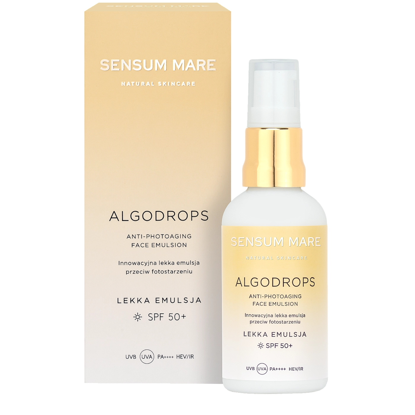 Sensum Mare ALGODROPS Satin Innowacyjna kremowa emulsja ochronna przeciw fotostarzeniu o satynowym wykończeniu SPF 50+ UVB UVA PA++++ HEV/IR