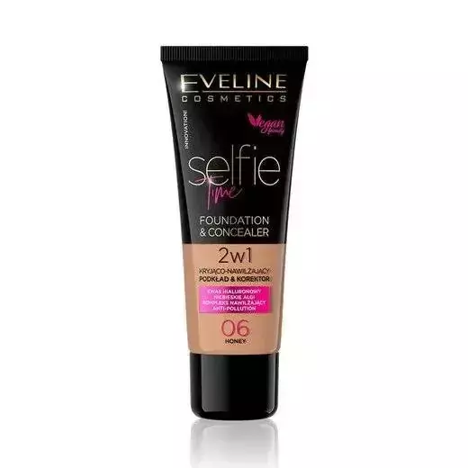 Eveline Cosmetics SELFIE TIME  Kryjąco-nawilżający podkład & korektor 06 30ml