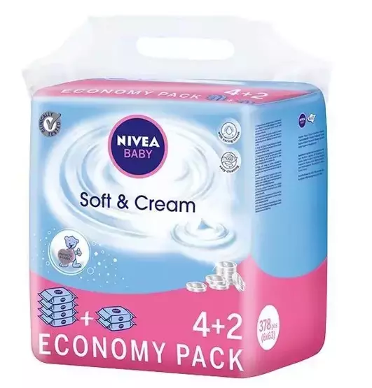 Nivea Baby Soft & Cream chusteczki oczyszczające 6x63szt.